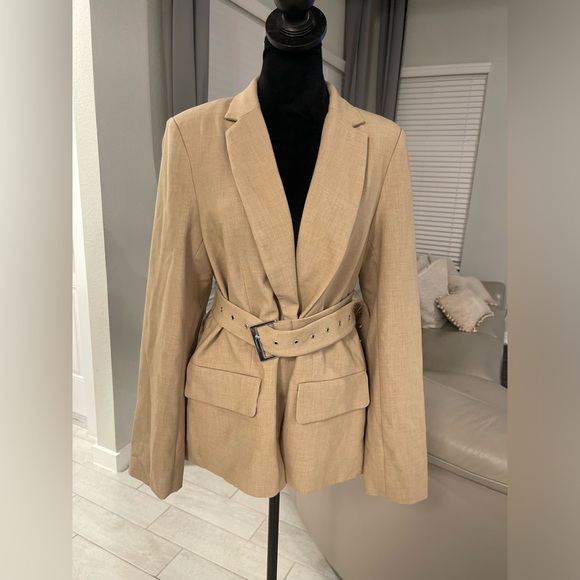 Anthropologie Maeve Pleated-Back belted Blazer M - Picture 3 of 8